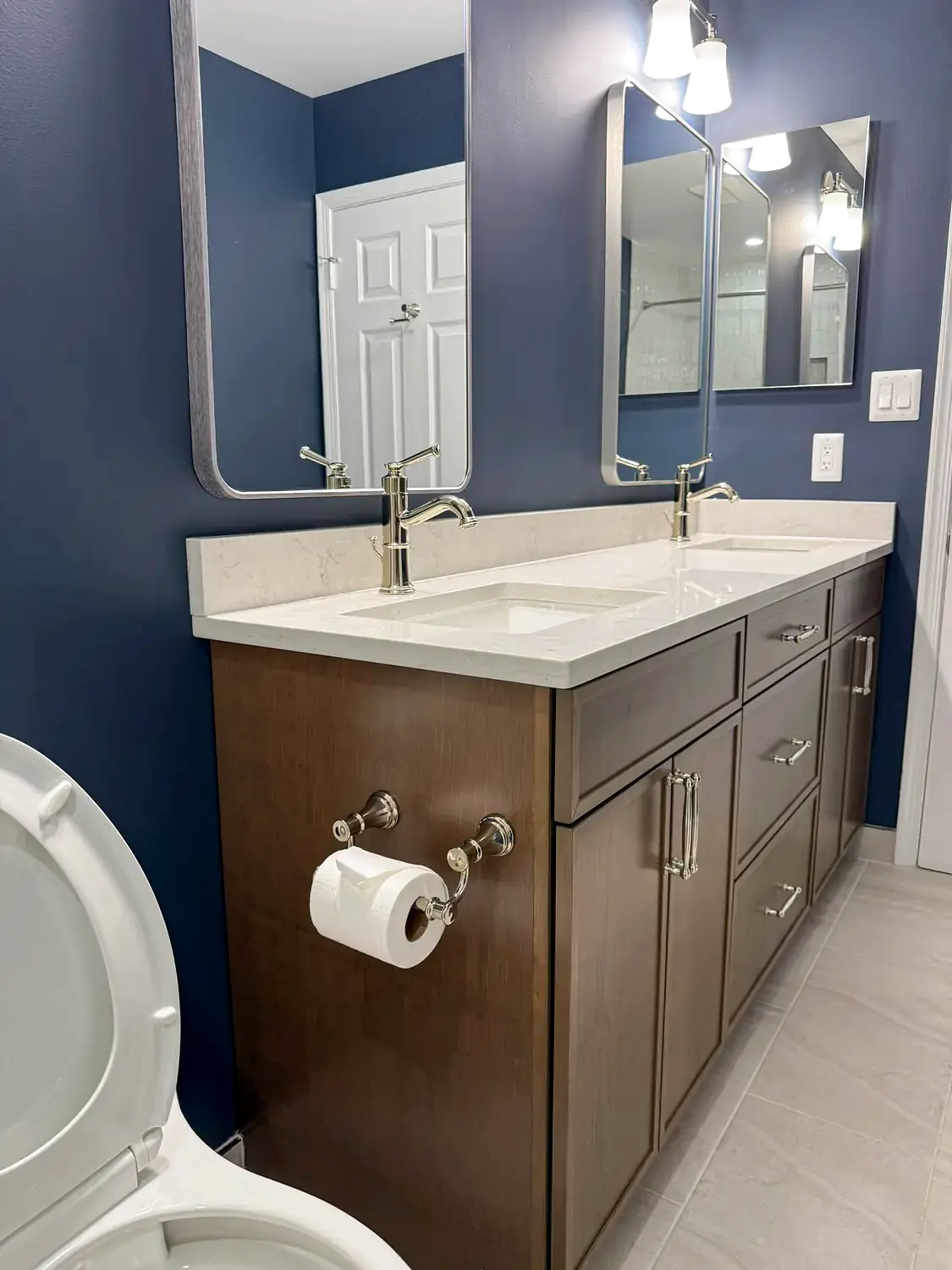 Finished bedroom and bathroom suite, basement finishing project in Northern Virginia by HOM Design & Build, view 4
