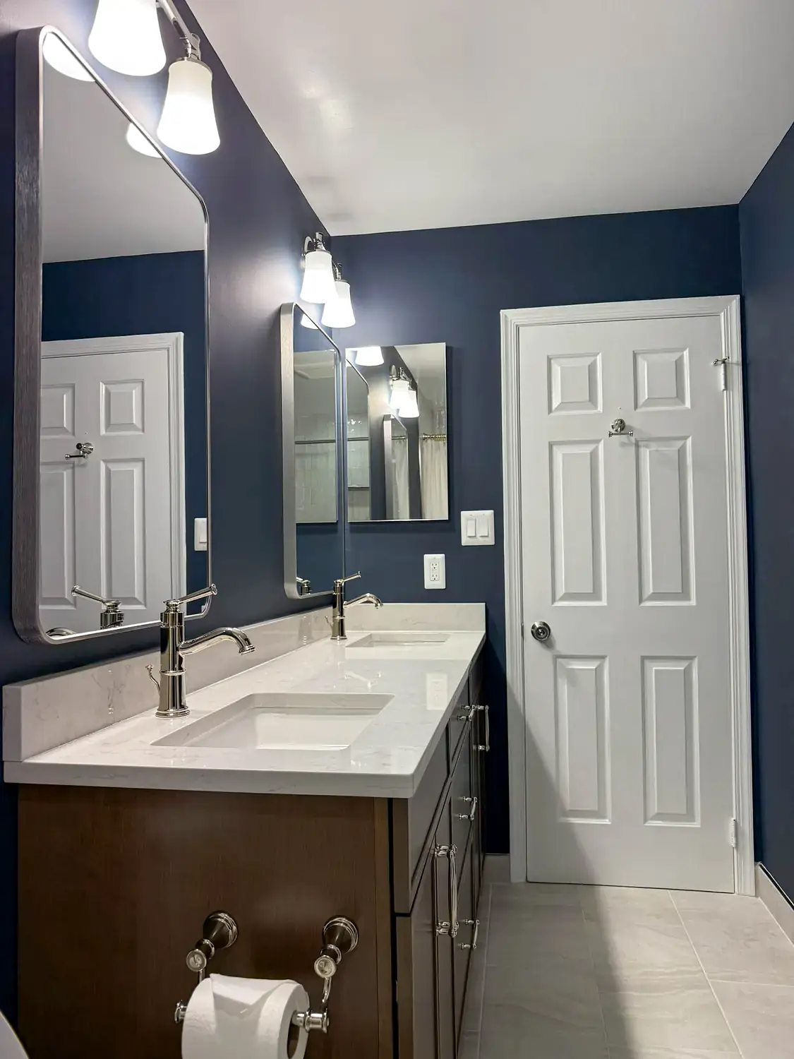Finished bedroom and bathroom suite, basement finishing project in Northern Virginia by HOM Design & Build, view 5