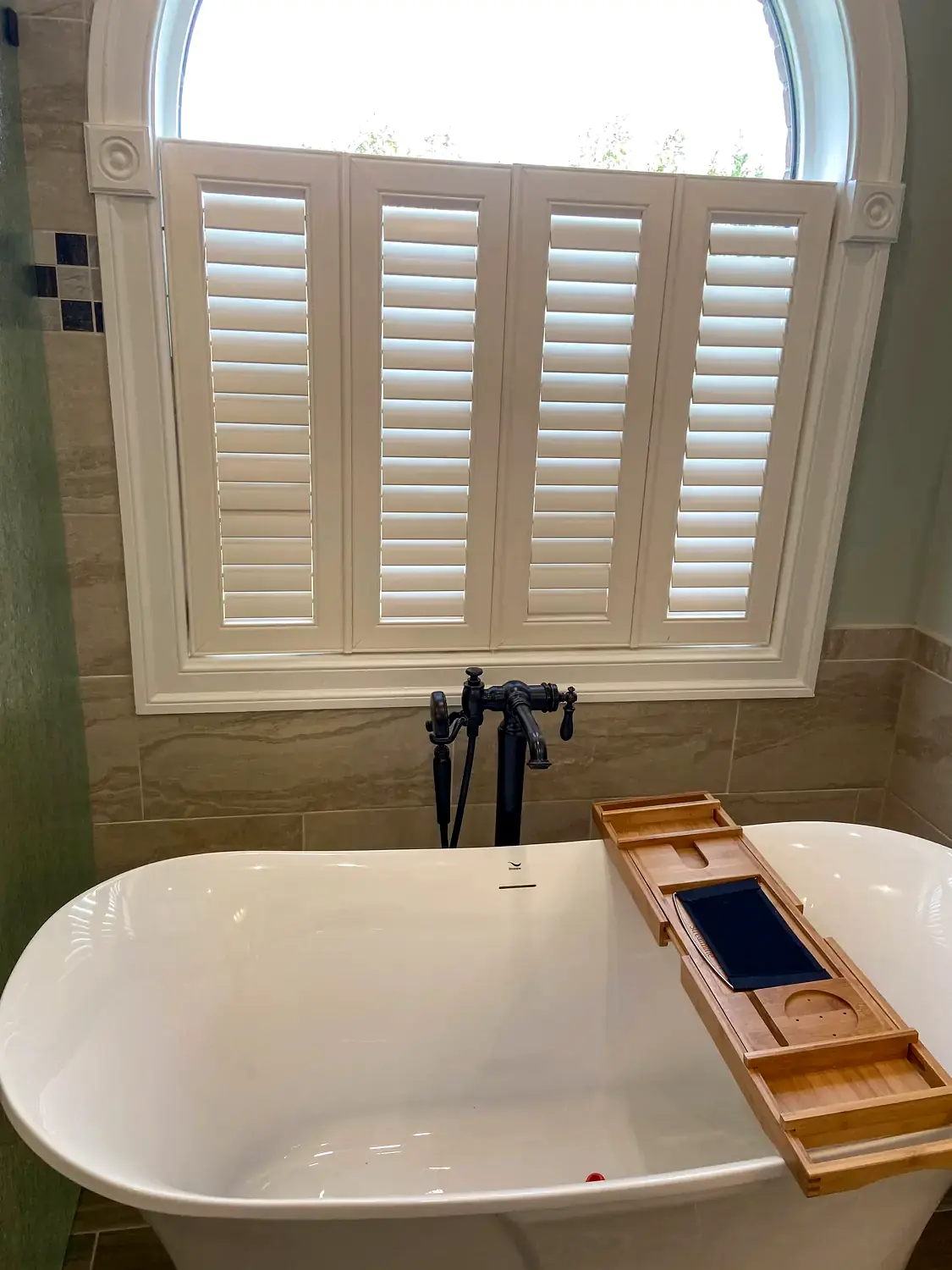 Glass shower and freestanding tub, bathroom remodeling project in Northern Virginia by HOM Design & Build, view 10