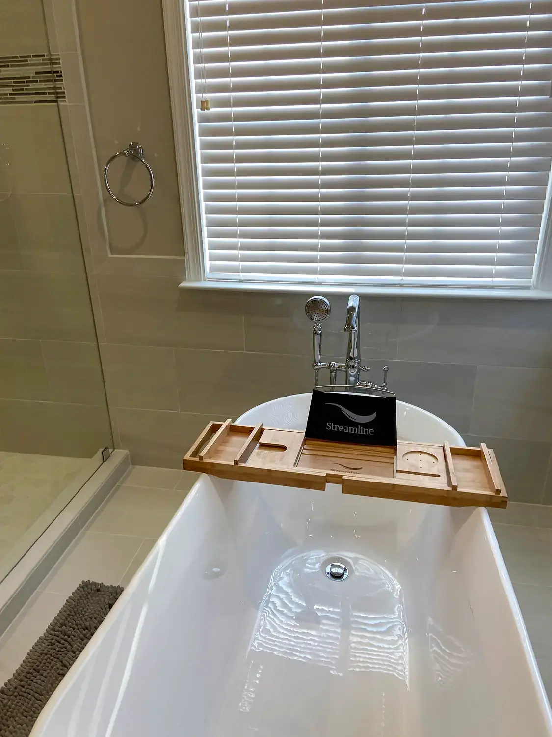 Double-vanity shower suite, bathroom remodeling project in Northern Virginia by HOM Design & Build, view 7