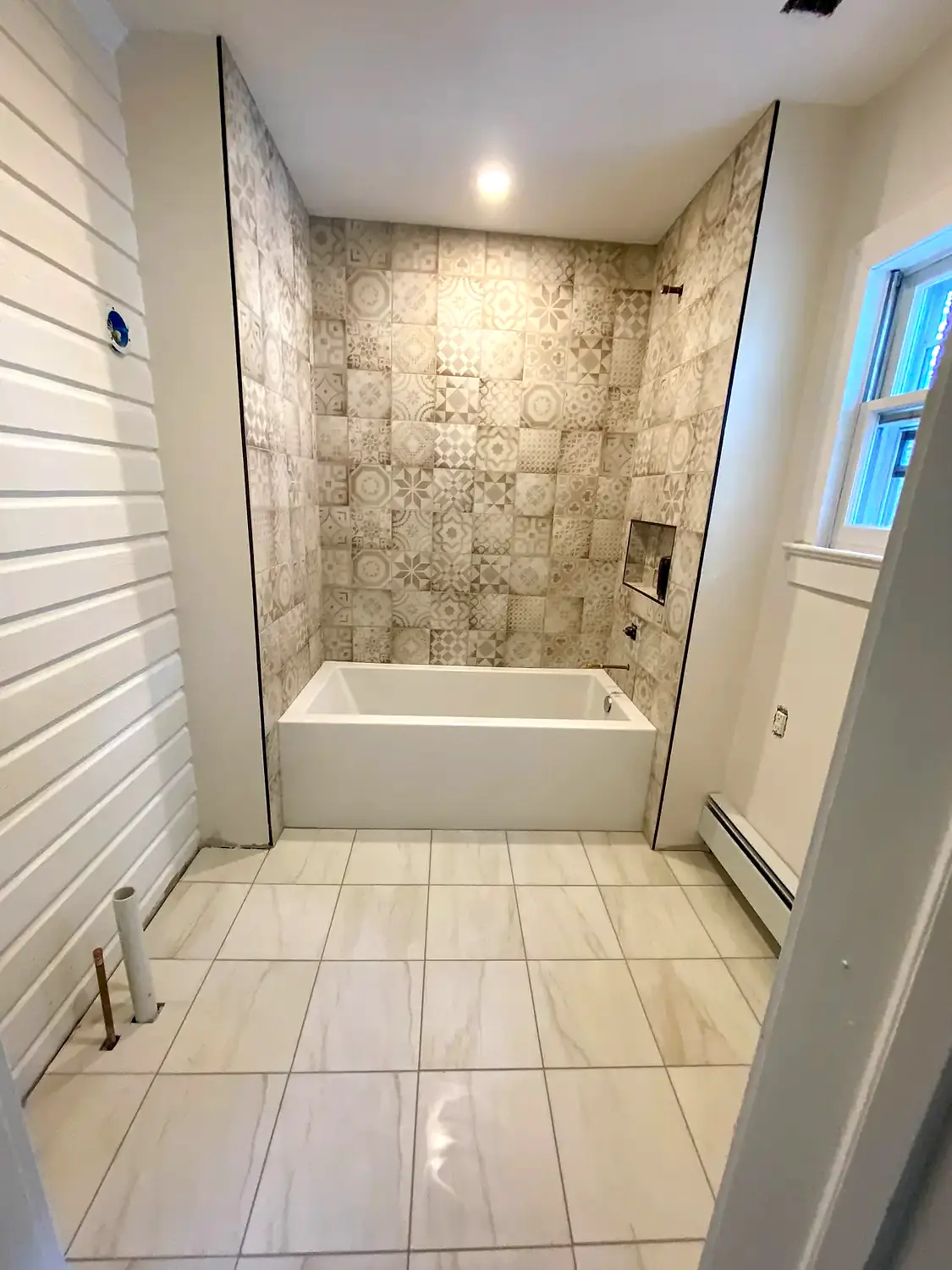 Tub surround and vanity, bathroom remodeling project in Northern Virginia by HOM Design & Build, view 2