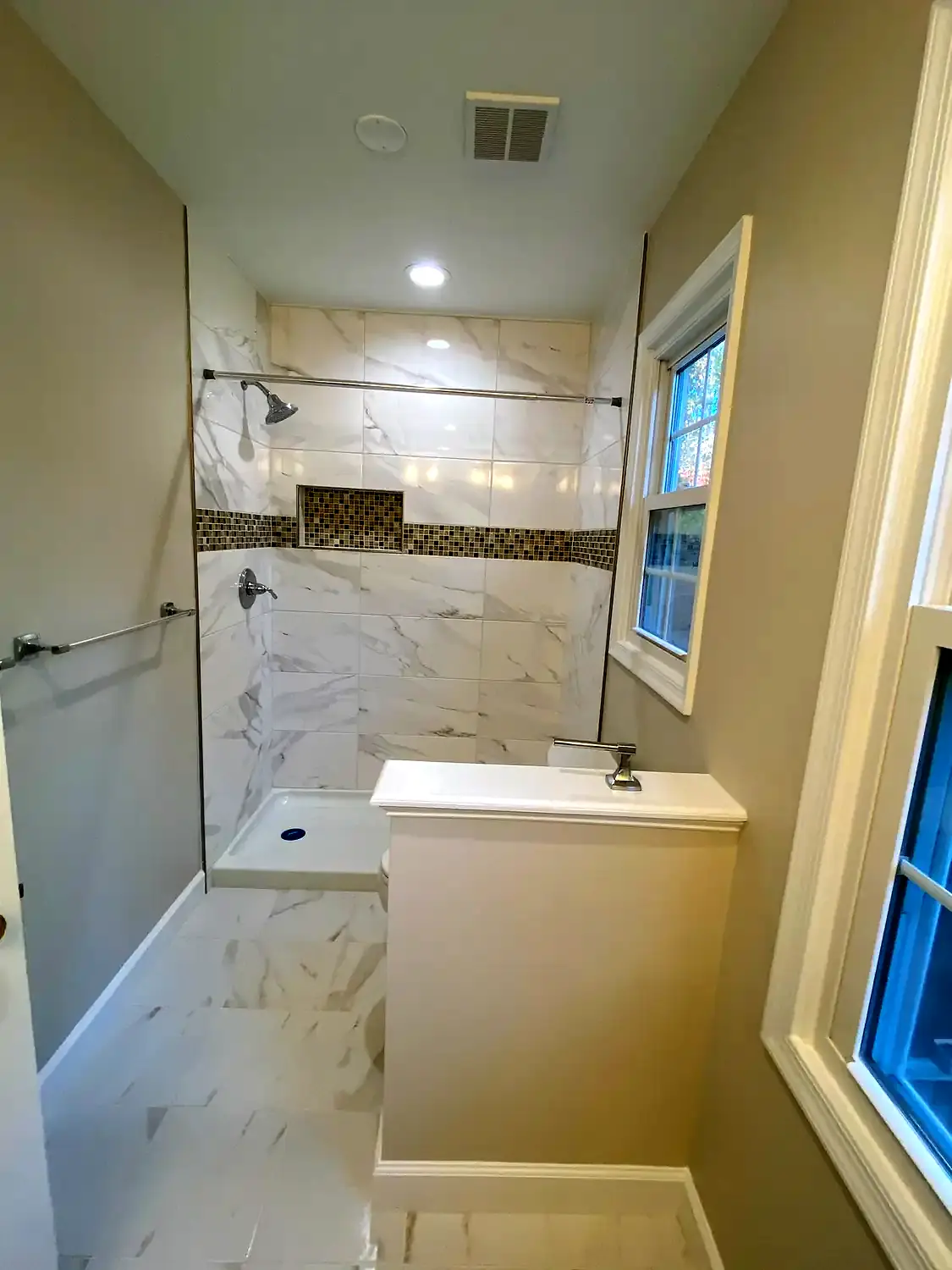 Walk-in shower conversion, bathroom remodeling project in Northern Virginia by HOM Design & Build, view 3