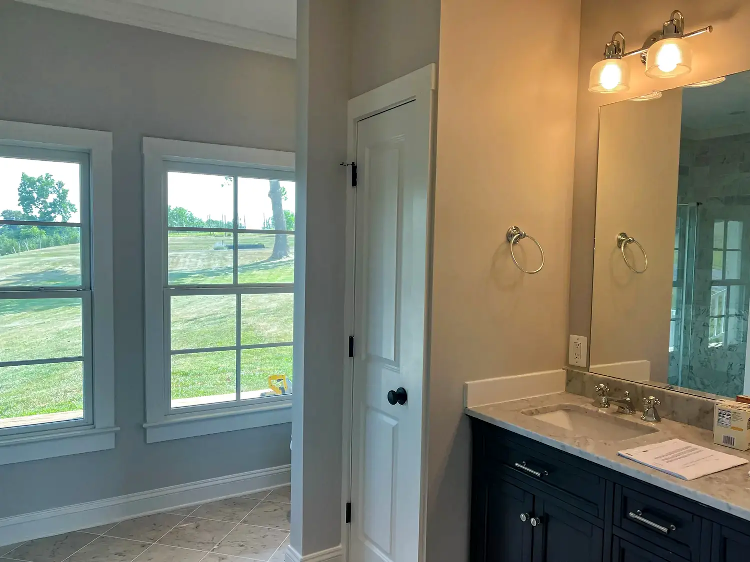 Tile floor and bathroom transitions, flooring project in Northern Virginia by HOM Design & Build, view 2