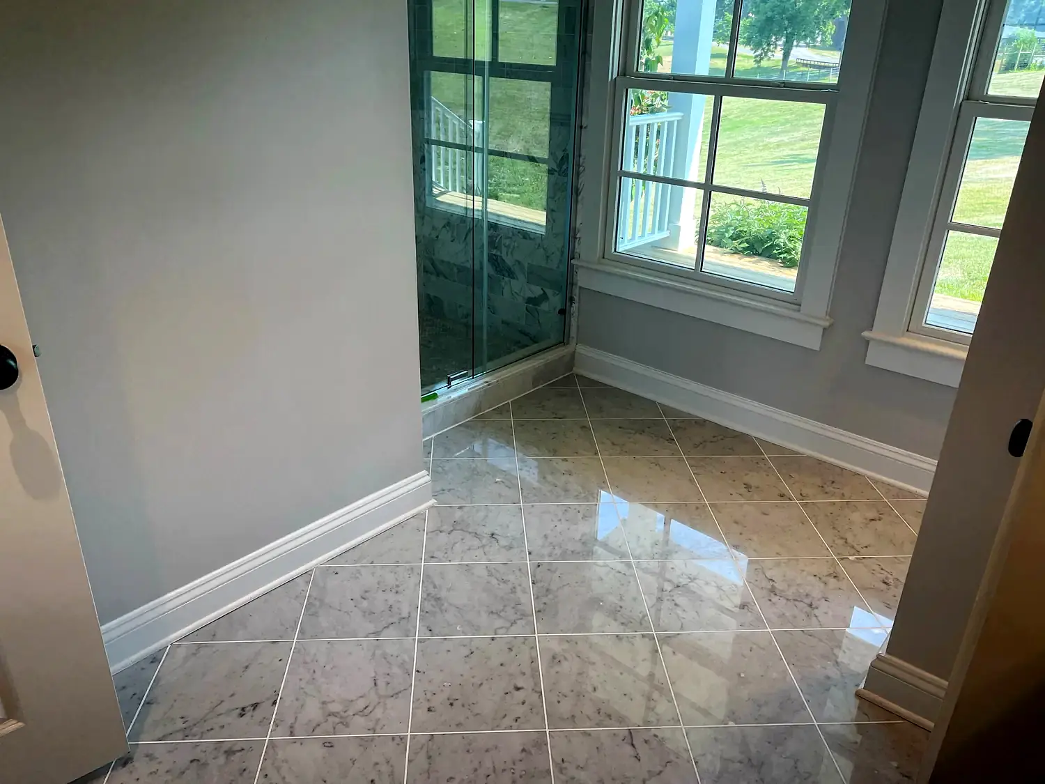 Tile floor and bathroom transitions, flooring project in Northern Virginia by HOM Design & Build, view 3
