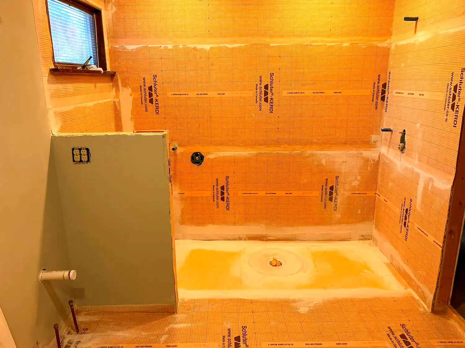 Waterproofing and tile installation, bathroom remodeling project in Northern Virginia by HOM Design & Build, view 3