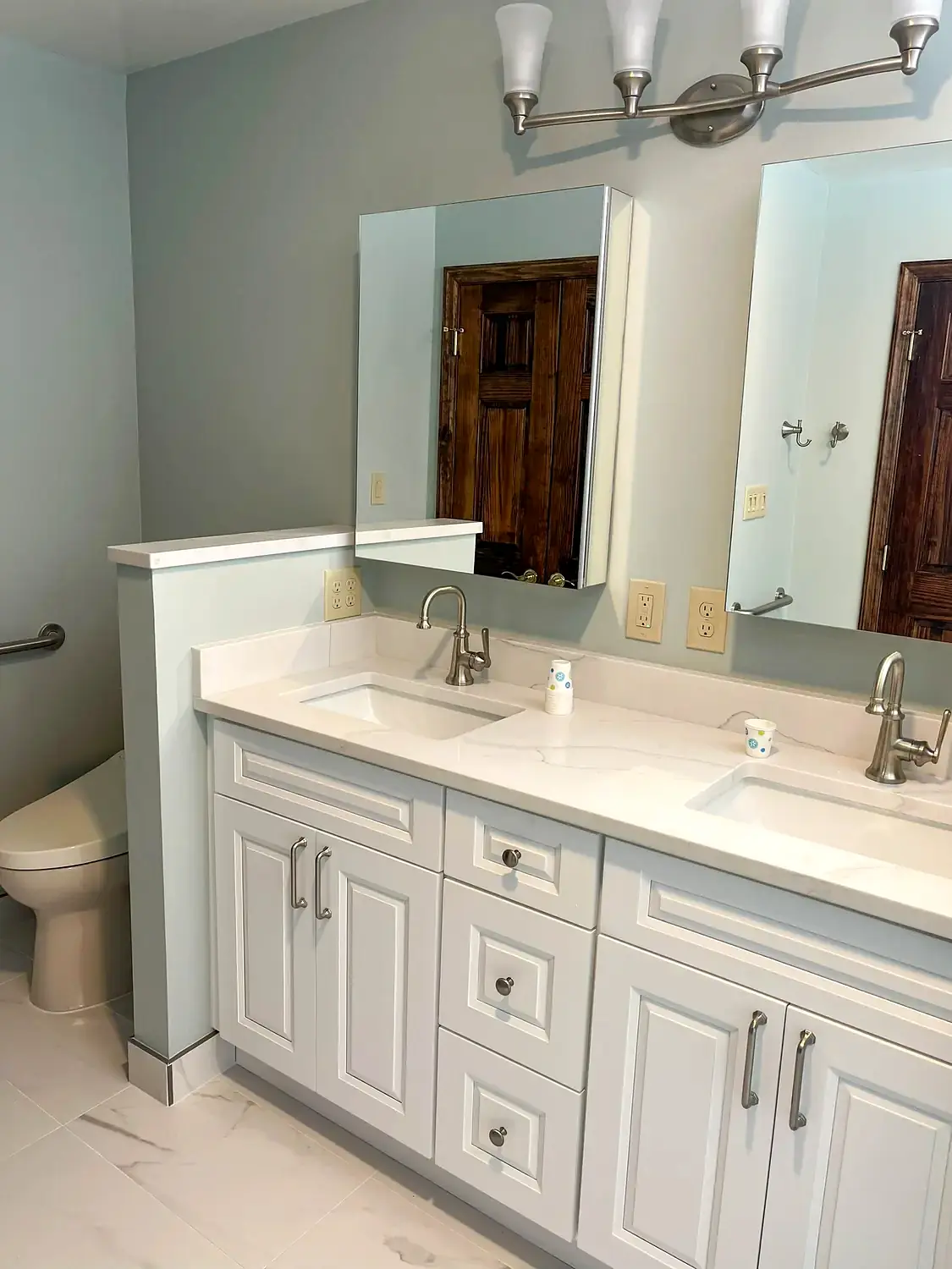 Accessible primary bathroom, bathroom remodeling project in Northern Virginia by HOM Design & Build, view 3