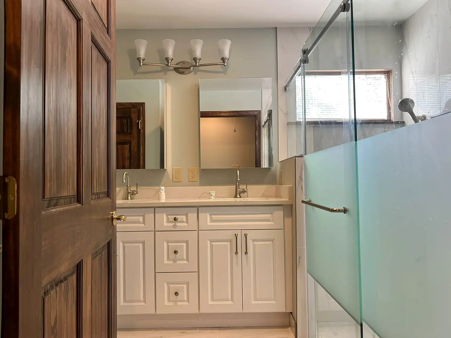 Accessible primary bathroom, bathroom remodeling project in Northern Virginia by HOM Design & Build, view 12