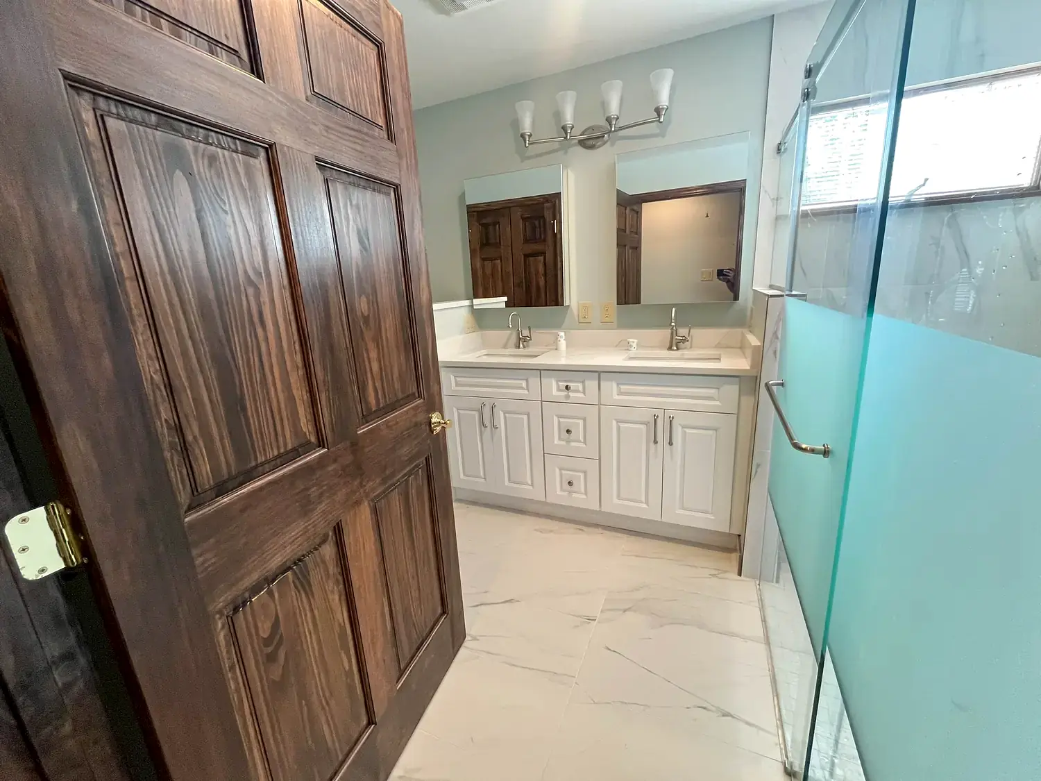 Accessible primary bathroom, bathroom remodeling project in Northern Virginia by HOM Design & Build, view 15