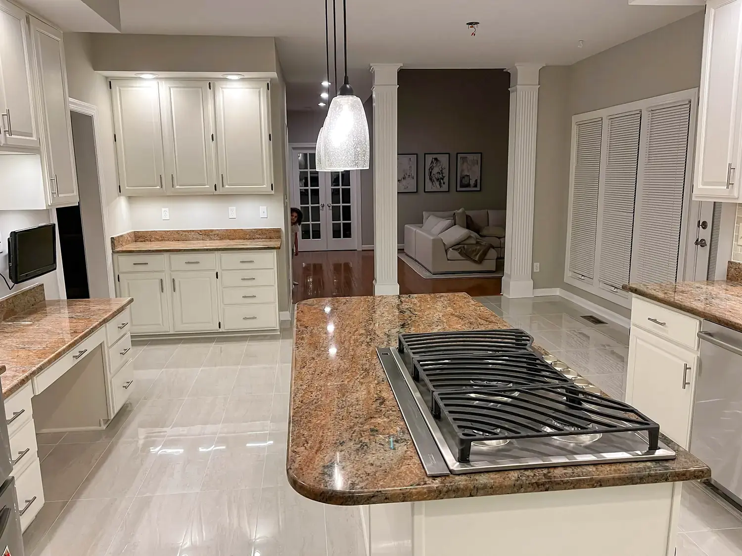 Detailed cabinet and island renovation, kitchen remodeling project in Northern Virginia by HOM Design & Build, view 3