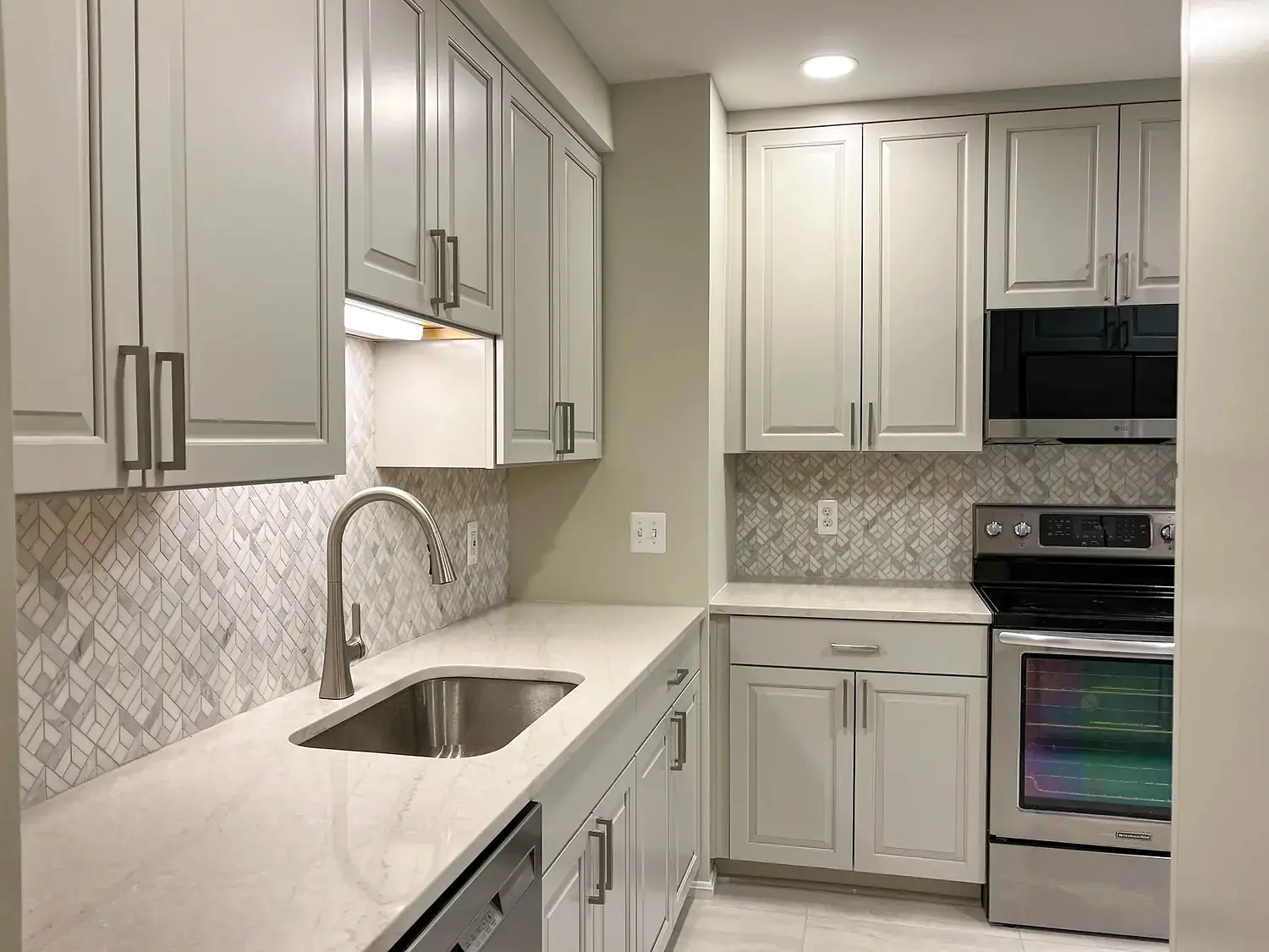 Gray cabinet kitchen, kitchen remodeling project in Northern Virginia by HOM Design & Build, view 1