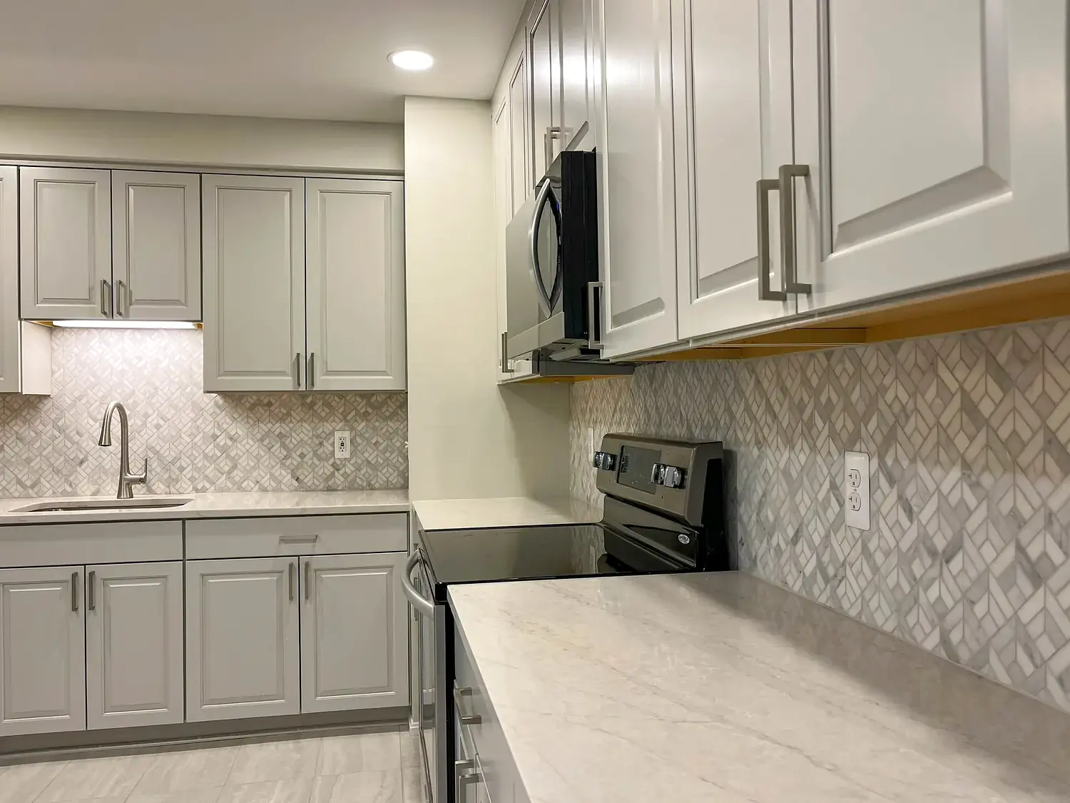 Gray cabinet kitchen, kitchen remodeling project in Northern Virginia by HOM Design & Build, view 6