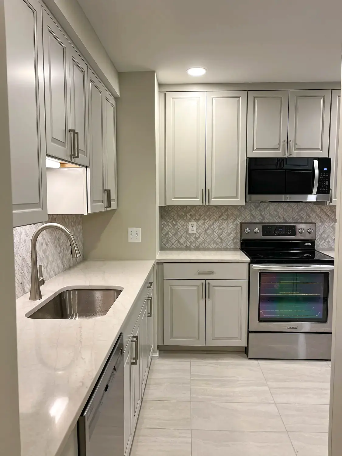 Gray cabinet kitchen, kitchen remodeling project in Northern Virginia by HOM Design & Build, view 7