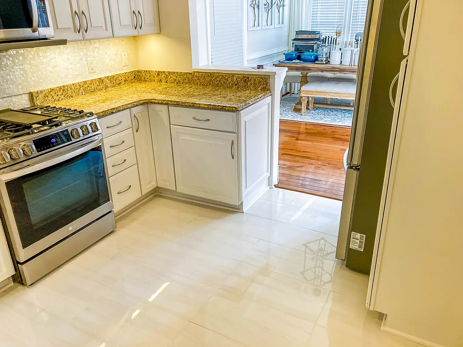 Kitchen tile flooring, flooring project in Northern Virginia by HOM Design & Build, view 2