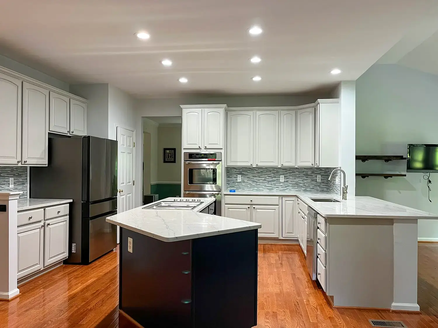 Two-tone island kitchen, kitchen remodeling project in Northern Virginia by HOM Design & Build, view 1