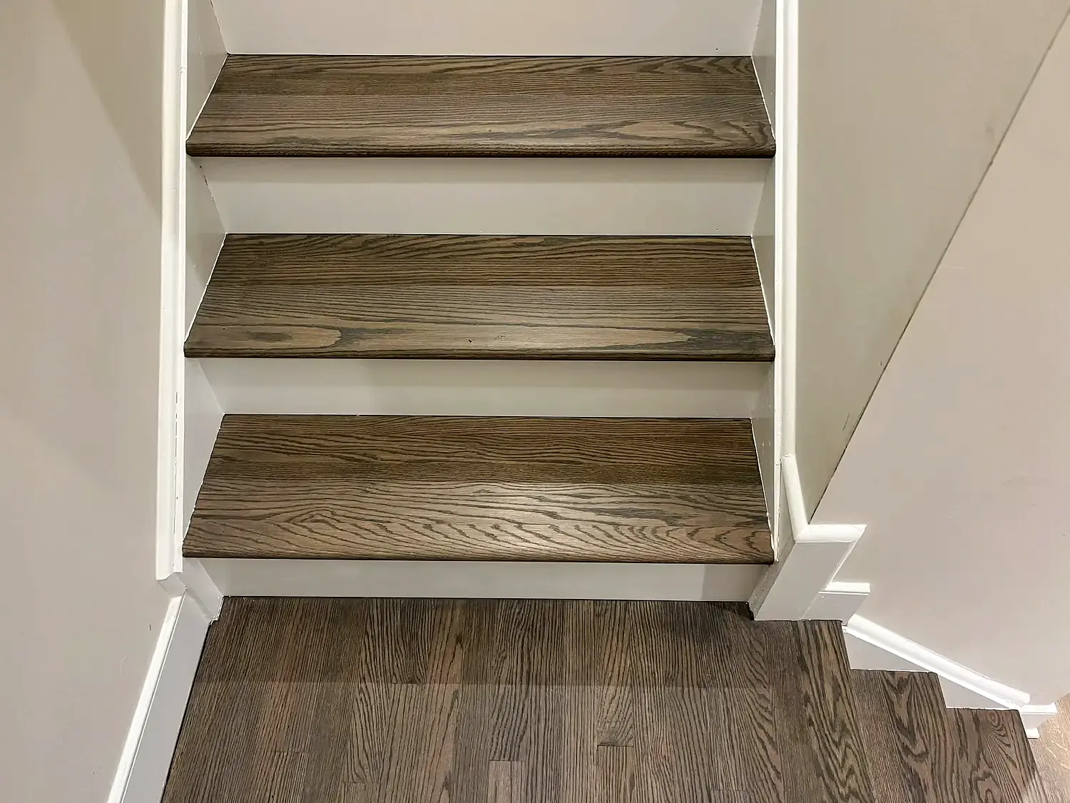 Hardwood landing and stair refinishing, flooring project in Northern Virginia by HOM Design & Build, view 3
