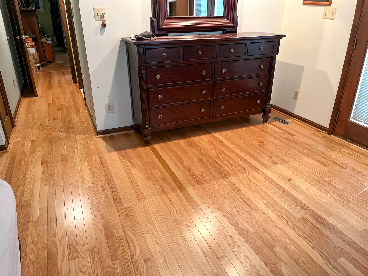 Hardwood bedroom and hallway, flooring project in Northern Virginia by HOM Design & Build, view 3